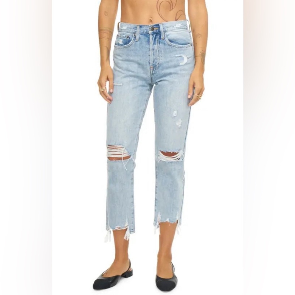 Pistola Charlie High Rise Classic Straight Ankle in Shore Distressed